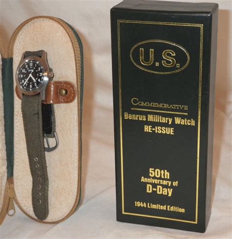 benrus limited edition wwii replica commemorative watch|benrus 50th anniversary military watch.